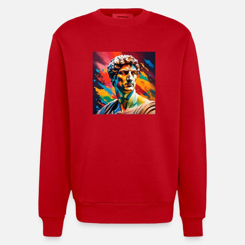 Michelangelo David farbig - Heavyweight Oversized Organic Crew Neck Made in EU - Rot