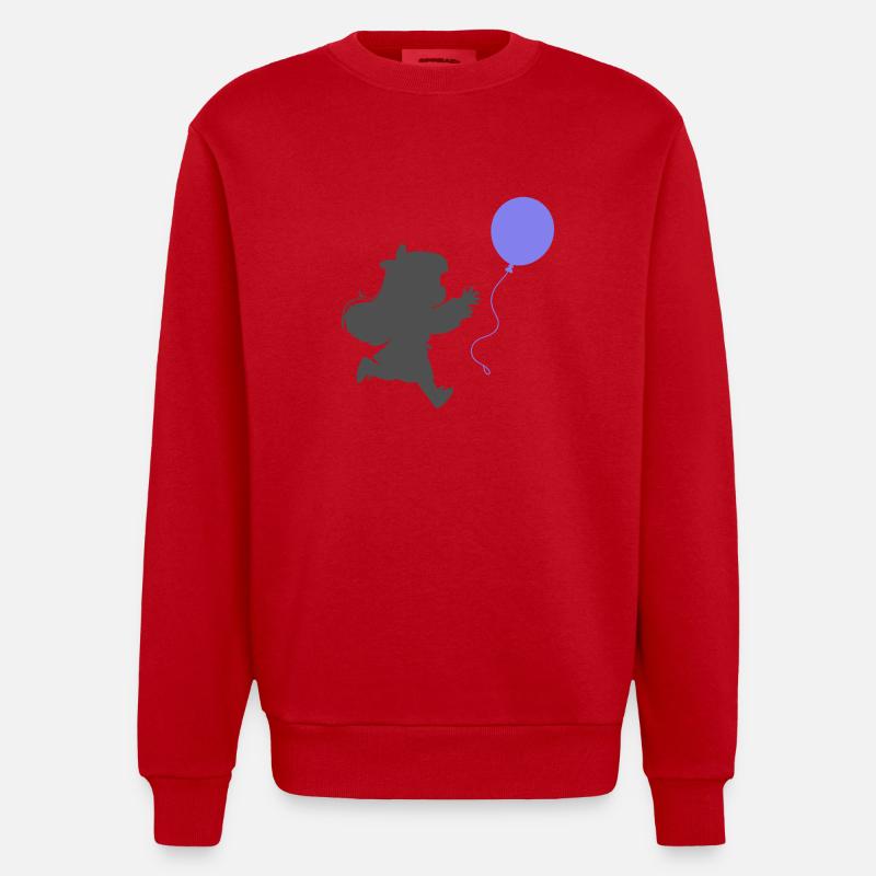 Mädchen mit einem Luftballon - Heavyweight Oversized Organic Crew Neck Made in EU - Rot