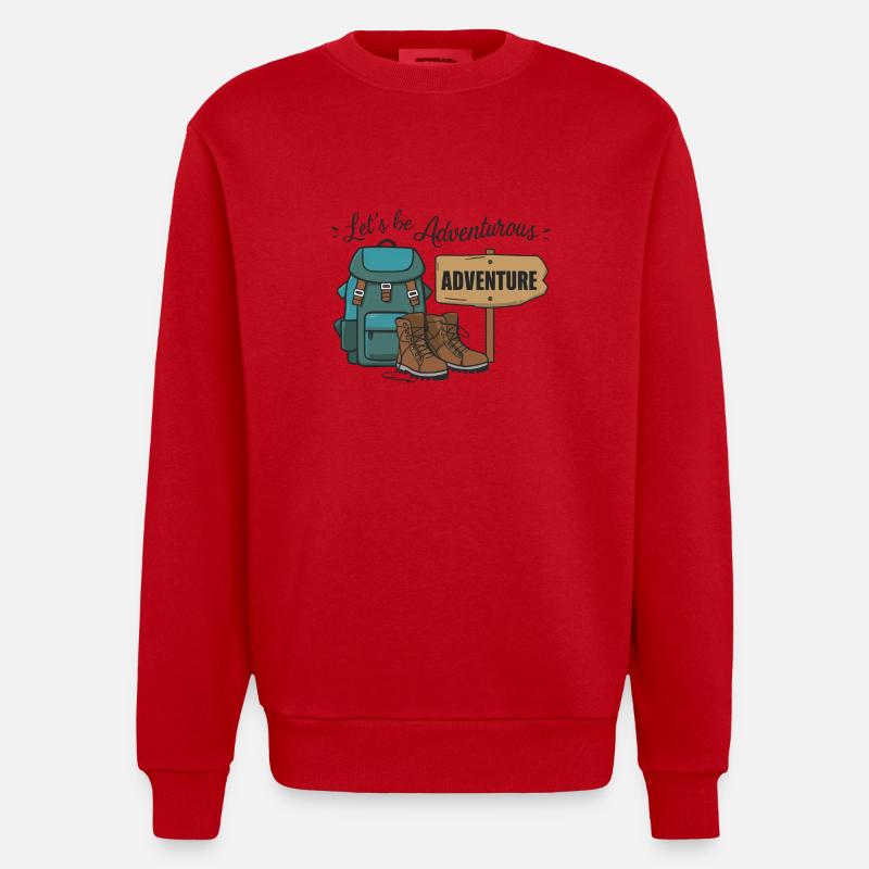 Let's be adventurous. - Heavyweight Oversized Organic Crew Neck Made in EU - red