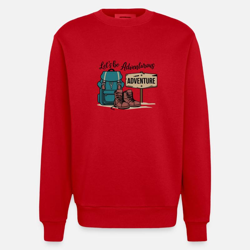 Let's be adventurous. - Heavyweight Oversized Organic Crew Neck Made in EU - red