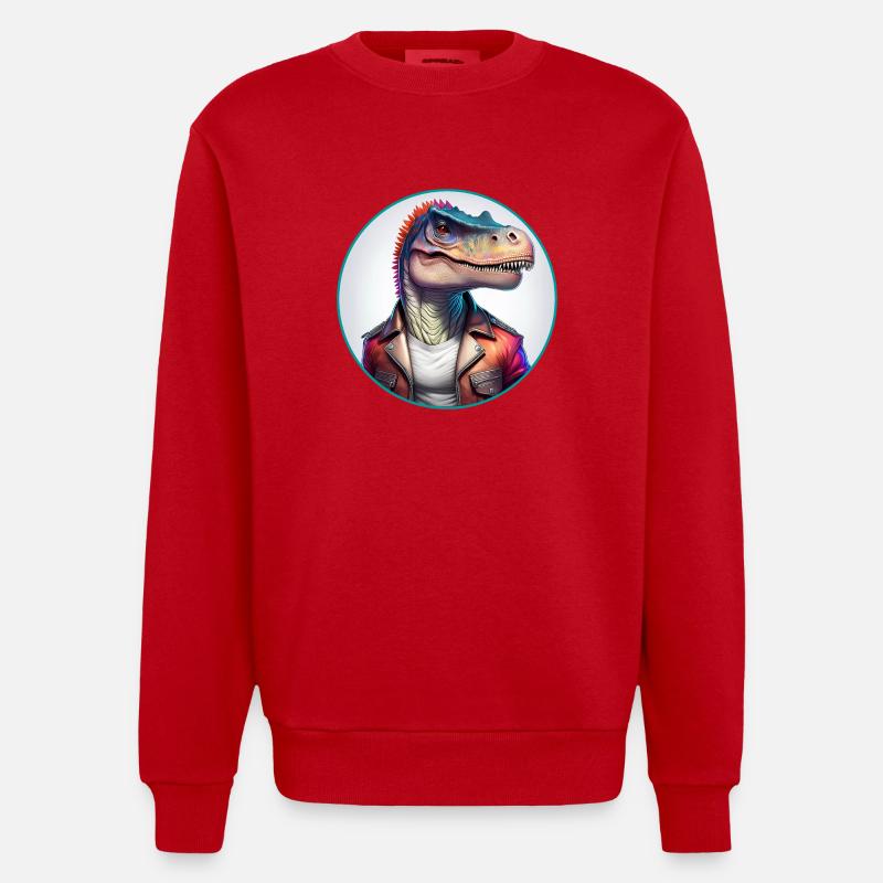 Blouson en cuir dinosaure - Sweat bio épais oversize fabriqué en UE - rouge