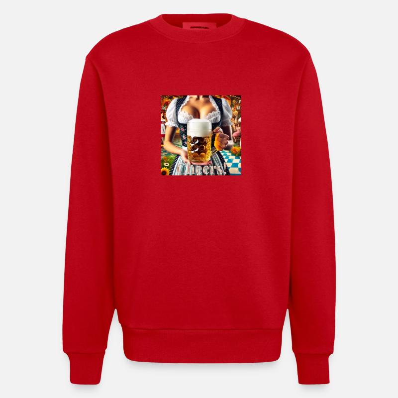 Cheers Bier Dekoltee - Heavyweight Oversized Organic Crew Neck Made in EU - Rot