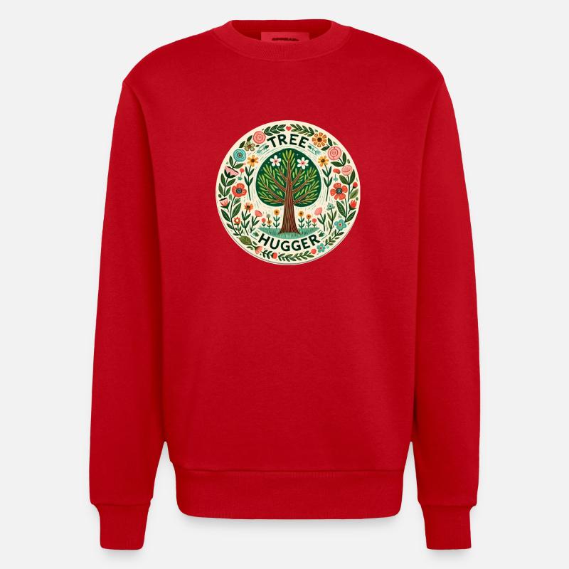 Tree Hugger - Heavyweight Oversized Organic Crew Neck Made in EU - red