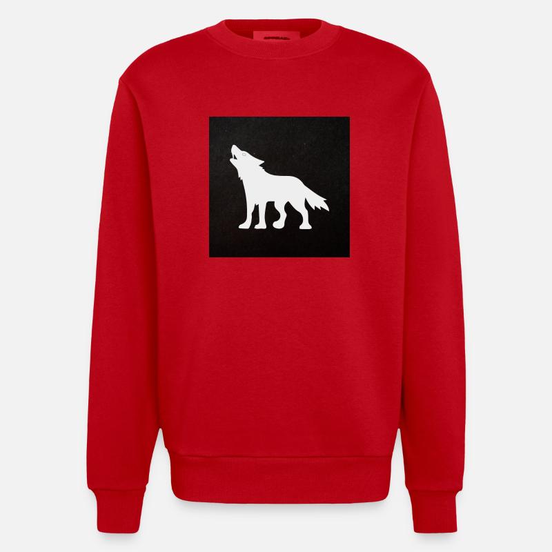 Wolf - Heavyweight Oversized Organic Crew Neck Made in EU - Rot