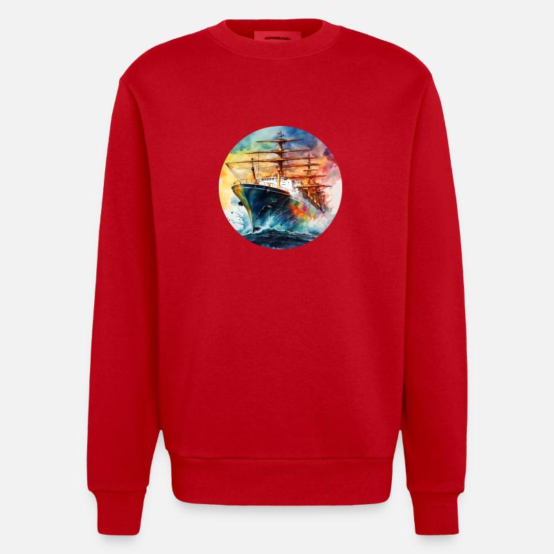 Ship Large Round Batch - Heavyweight Oversized Organic Crew Neck Made in EU - red