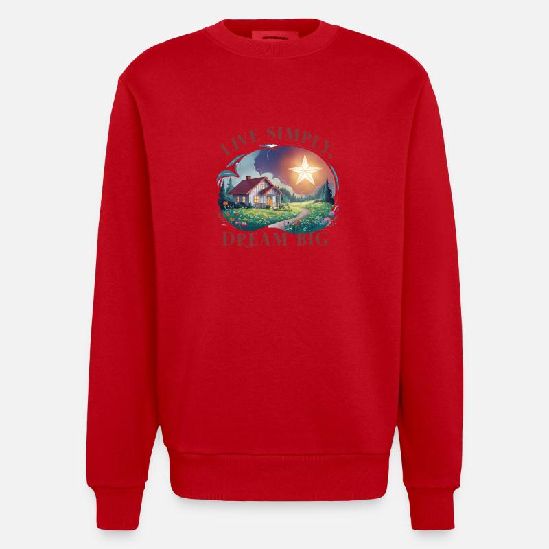 Vivre simplement, rêver grand - Sweat bio épais oversize fabriqué en UE - rouge