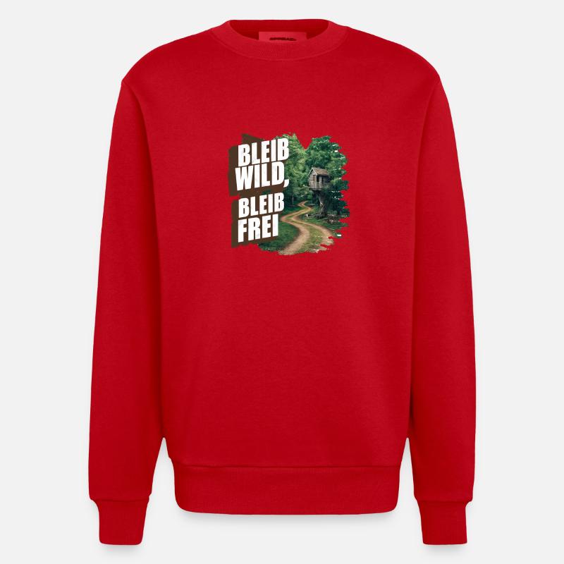 Bleib wild, bleib frei - Heavyweight Oversized Organic Crew Neck Made in EU - Rot