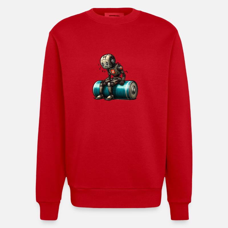 Pile Faible, Système Défaillant, Bot-Problèmes ! - Sweat bio épais oversize fabriqué en UE - rouge