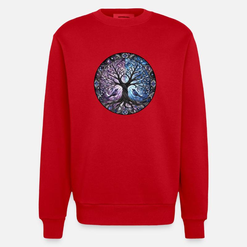 Kosmischer Baum des Lebens - Heavyweight Oversized Organic Crew Neck Made in EU - Rot