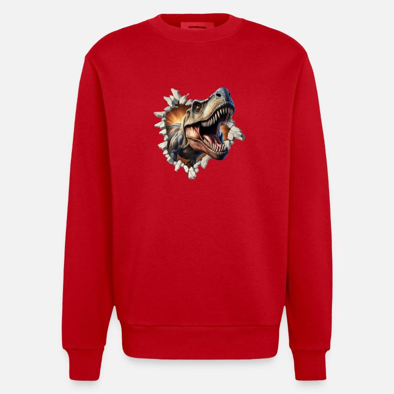 Autocollant T-rex de dinosaure - Sweat bio épais oversize fabriqué en UE - rouge