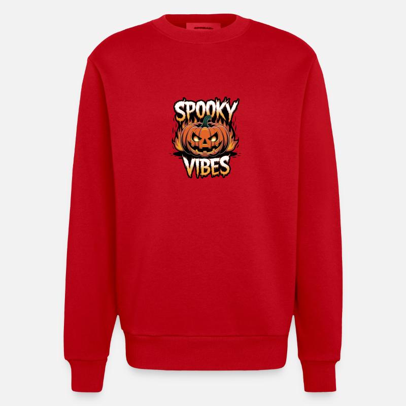 Spooky Jack-o'-lantern – Spooky Vibes - Sweat bio épais oversize fabriqué en UE - rouge