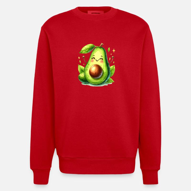 Avocado witzig positiv Optimismus Geschenk - Heavyweight Oversized Organic Crew Neck Made in EU - Rot