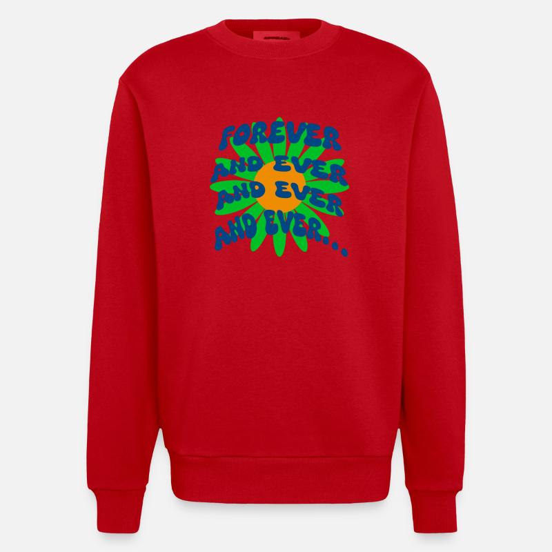 Hippie Blume forever - Heavyweight Oversized Organic Crew Neck Made in EU - Rot