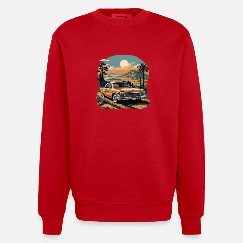 Oldtimer Leidenschaft: Stilvolle Kollektion - Heavyweight Oversized Organic Crew Neck Made in EU - Rot