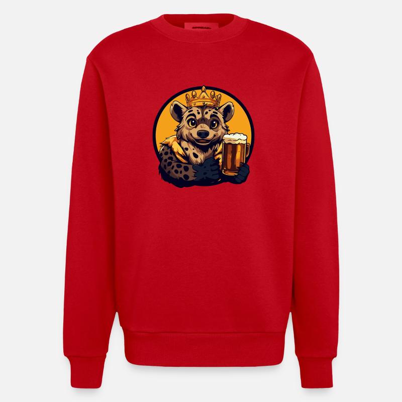 Hyäne Bier Comic - Heavyweight Oversized Organic Crew Neck Made in EU - Rot
