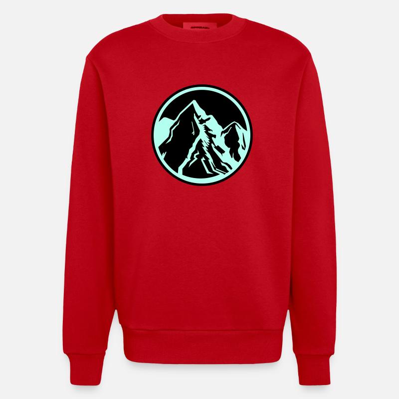 Mountains Mountains 1 - Heavyweight Oversized Organic Crew Neck Made in EU - red