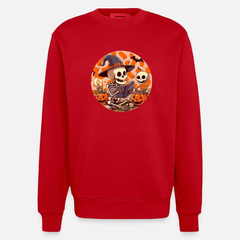 Mr. Bone Spooky Halloween 2 - Heavyweight Oversized Organic Crew Neck Made in EU - red