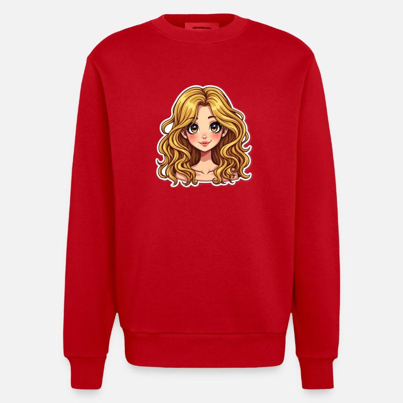 SPAGHETTI-MÄDCHEN - Heavyweight Oversized Organic Crew Neck Made in EU - Rot