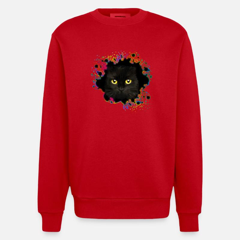 Cat - Heavyweight Oversized Organic Crew Neck Made in EU - red