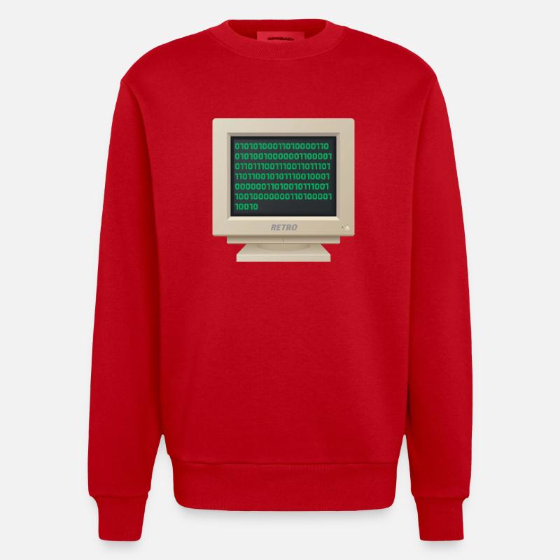 CRT - Binärer Code - Heavyweight Oversized Organic Crew Neck Made in EU - Rot