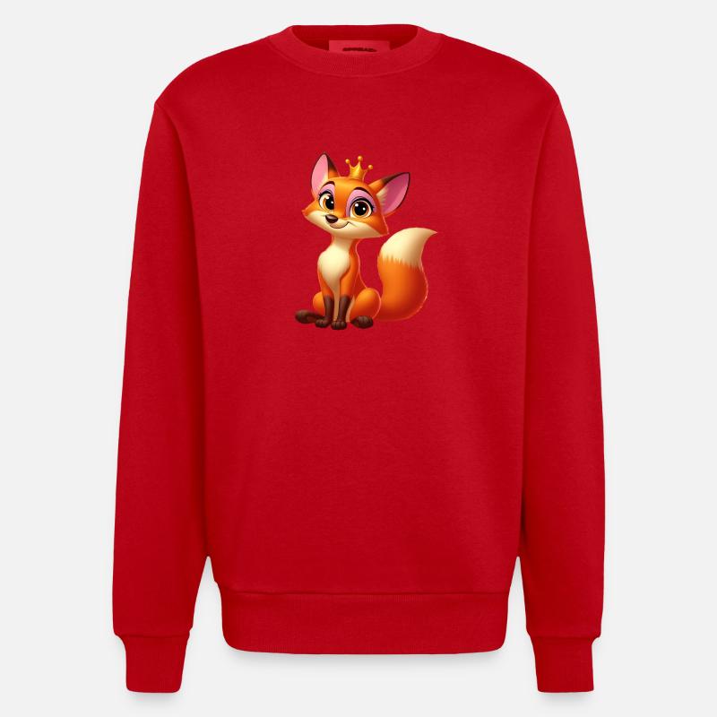 Ræv dronning - Heavyweight oversized organic trøje med crewneck made in EU - rød