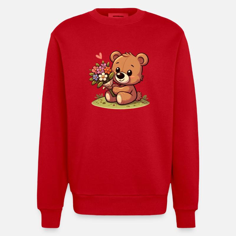 teddy bear 4 - Sweat bio épais oversize fabriqué en UE - rouge