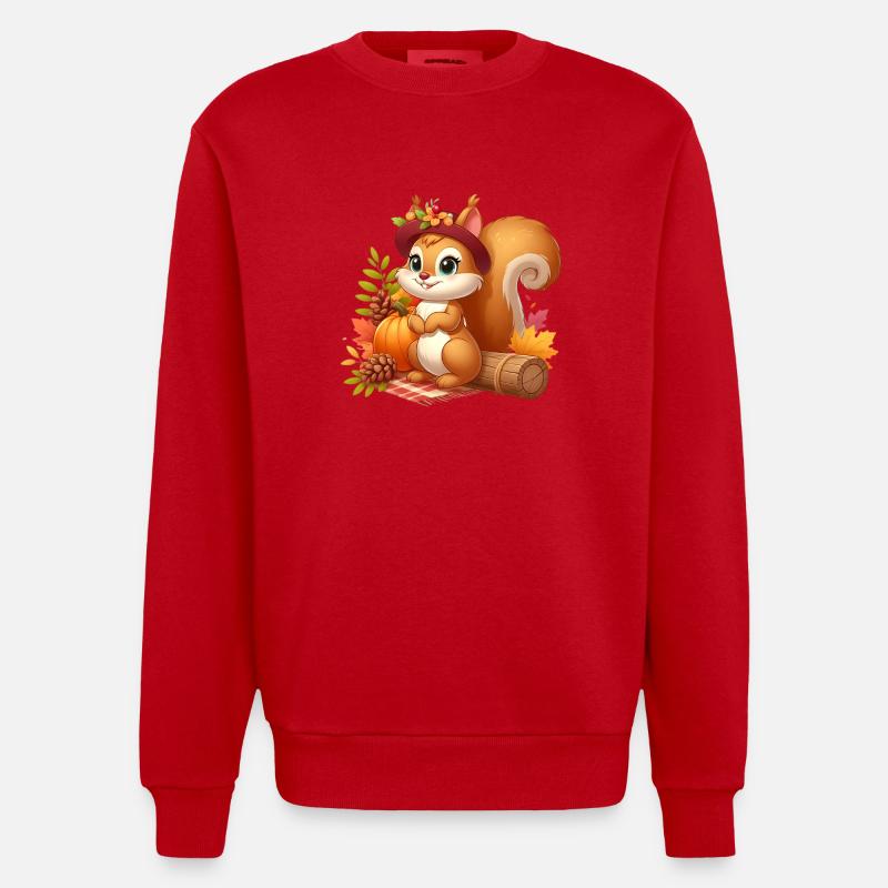 Eichhörnchen Herbst - Heavyweight Oversized Organic Crew Neck Made in EU - Rot
