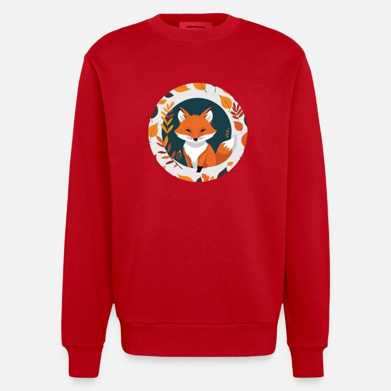 Fuchs im Herbst #9 - Heavyweight Oversized Organic Crew Neck Made in EU - Rot