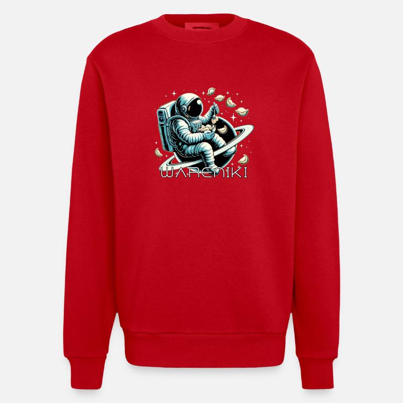 Wareniki Astronaut lecker Geschenk - Heavyweight Oversized Organic Crew Neck Made in EU - Rot