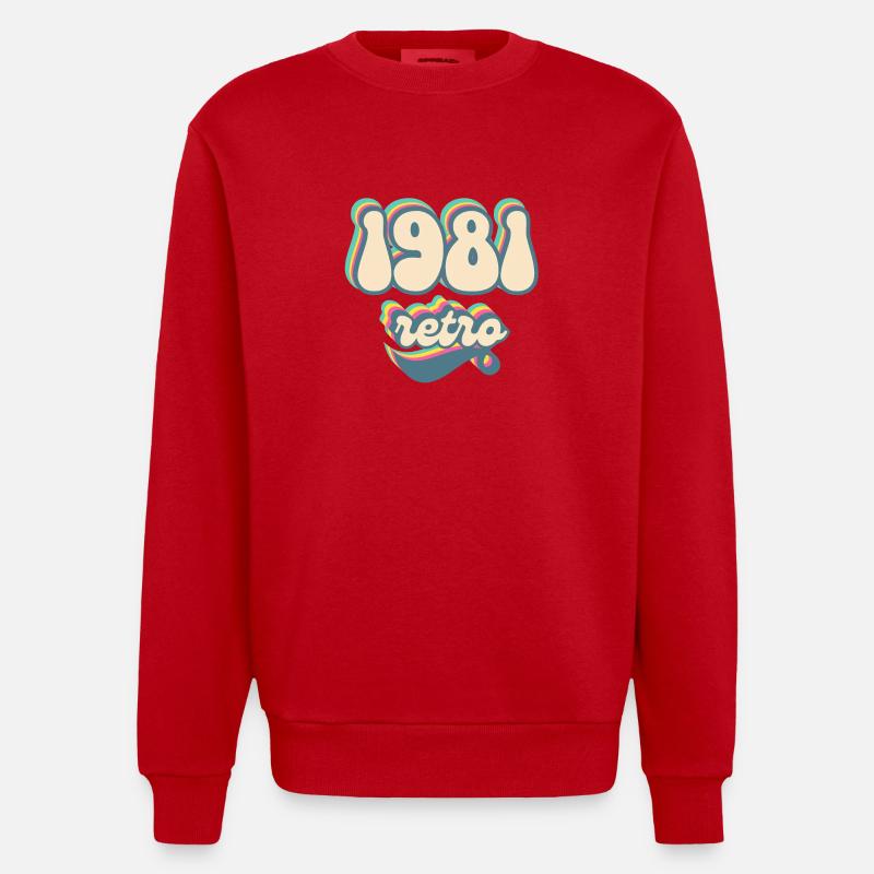 1981 Retro Geschenkidee - Heavyweight Oversized Organic Crew Neck Made in EU - Rot