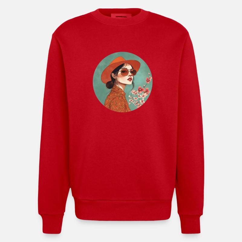 Stilvolle Eleganz: Zeitloser Boho-Chic! - Heavyweight Oversized Organic Crew Neck Made in EU - Rot