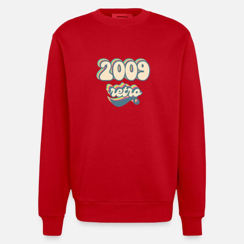 2009 Retro Geschenkidee - Heavyweight Oversized Organic Crew Neck Made in EU - Rot