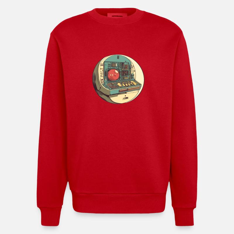 Retro-Computer: Die Anfänge der Technik! - Heavyweight Oversized Organic Crew Neck Made in EU - Rot