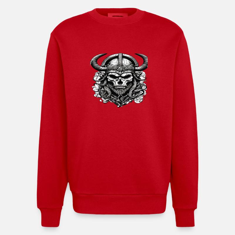 Wikinger Schädel - Heavyweight Oversized Organic Crew Neck Made in EU - Rot