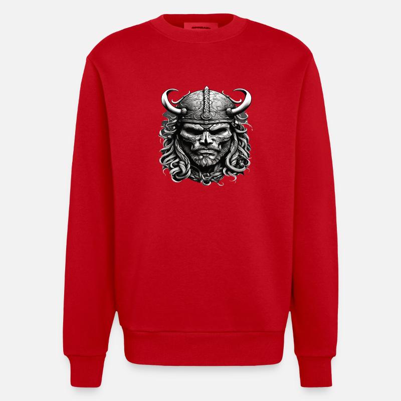Wikinger Schädel - Heavyweight Oversized Organic Crew Neck Made in EU - Rot