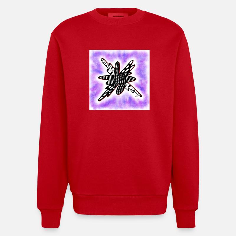 Creative patterned blob on violet - Heavyweight Oversized Organic Crew Neck Made in EU - red