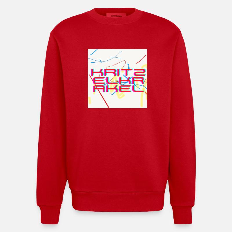 Doodle scribbles - Heavyweight Oversized Organic Crew Neck Made in EU - red