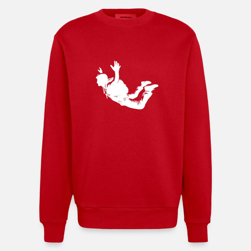 Skydiving Man Jumping Flight - Heavyweight Oversized Organic Crew Neck Made in EU - red