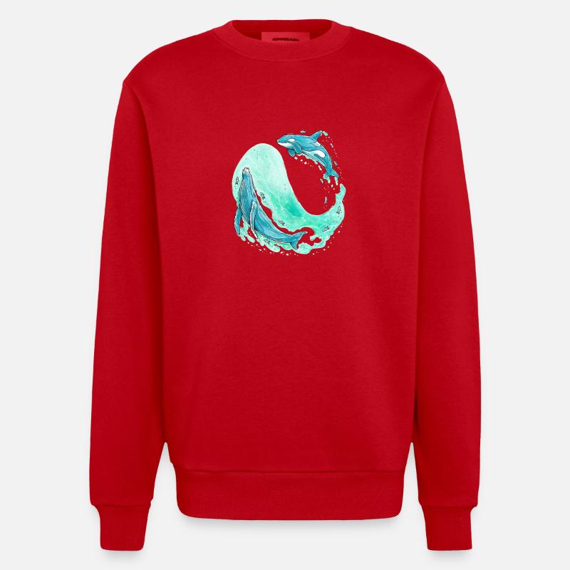 Vague de baleine - Sweat bio épais oversize fabriqué en UE - rouge