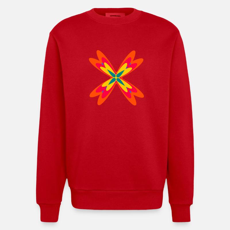 Abstract from three different patterns - Heavyweight Oversized Organic Crew Neck Made in EU - red
