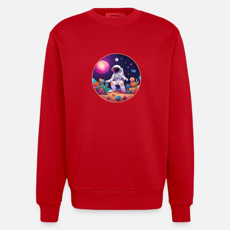 Gärtnernder Astronaut - Heavyweight Oversized Organic Crew Neck Made in EU - Rot