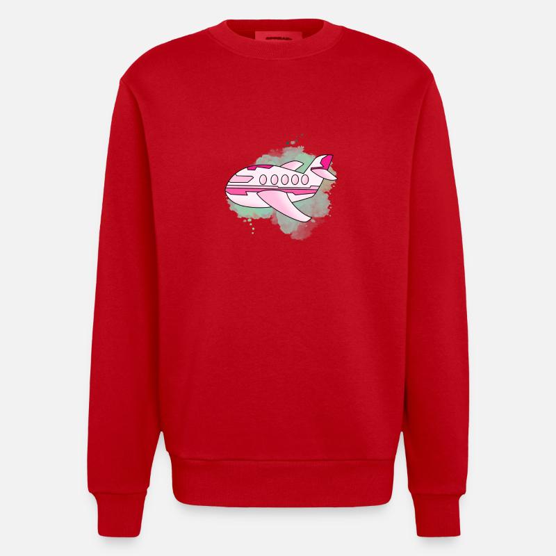Flugzeug - Heavyweight Oversized Organic Crew Neck Made in EU - Rot