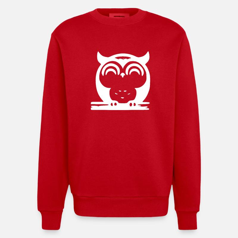 Hibou endormi mignon - Sweat bio épais oversize fabriqué en UE - rouge