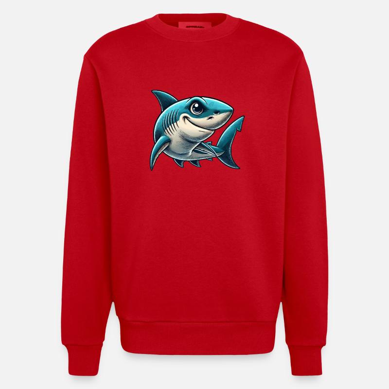 Bande dessinée requin - Sweat bio épais oversize fabriqué en UE - rouge