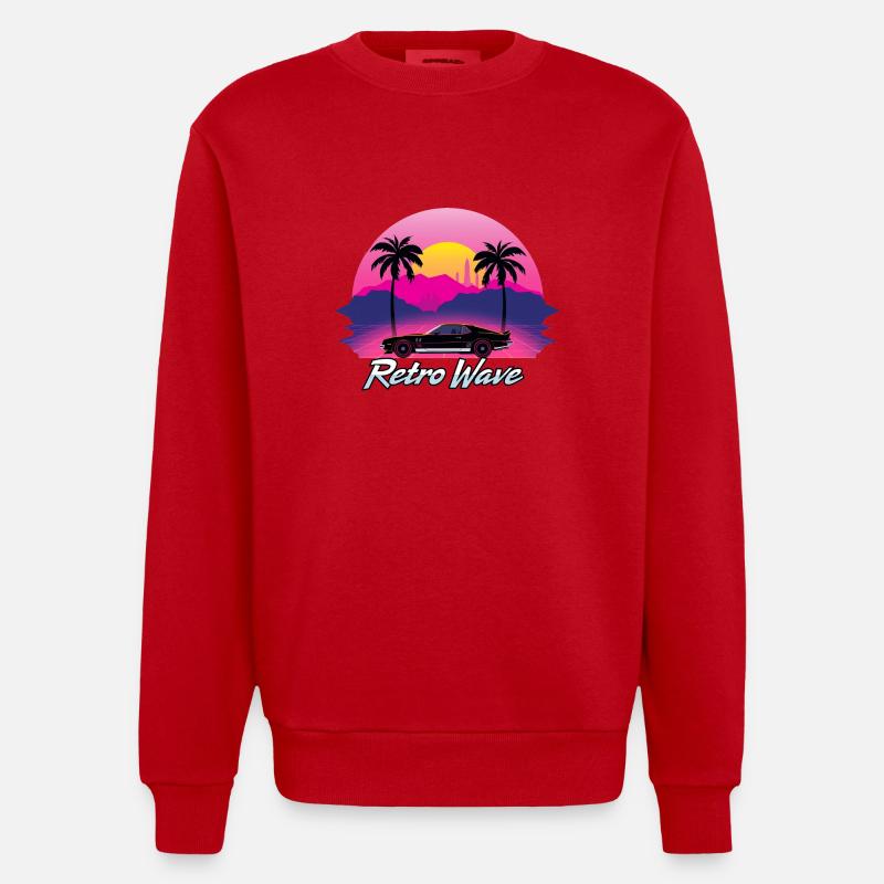 Neon Retro Synthwave - Sweat bio épais oversize fabriqué en UE - rouge