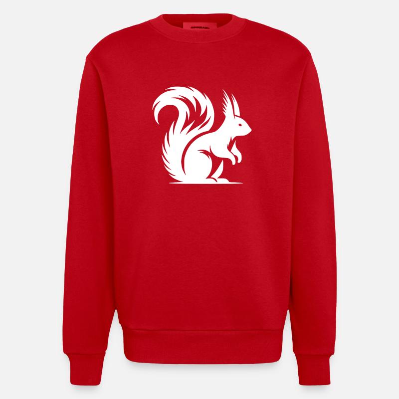 Kleines süsses Eichhörnchen Kinder Zeichnung - Heavyweight Oversized Organic Crew Neck Made in EU - Rot
