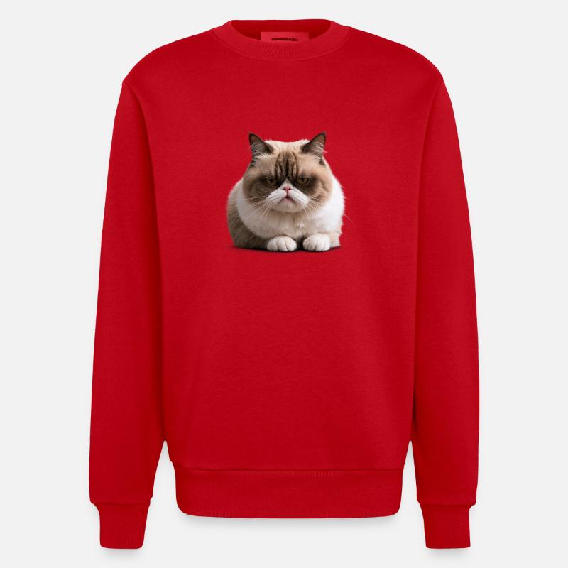 Chat du lundi, Chat , Lundi - Sweat bio épais oversize fabriqué en UE - rouge