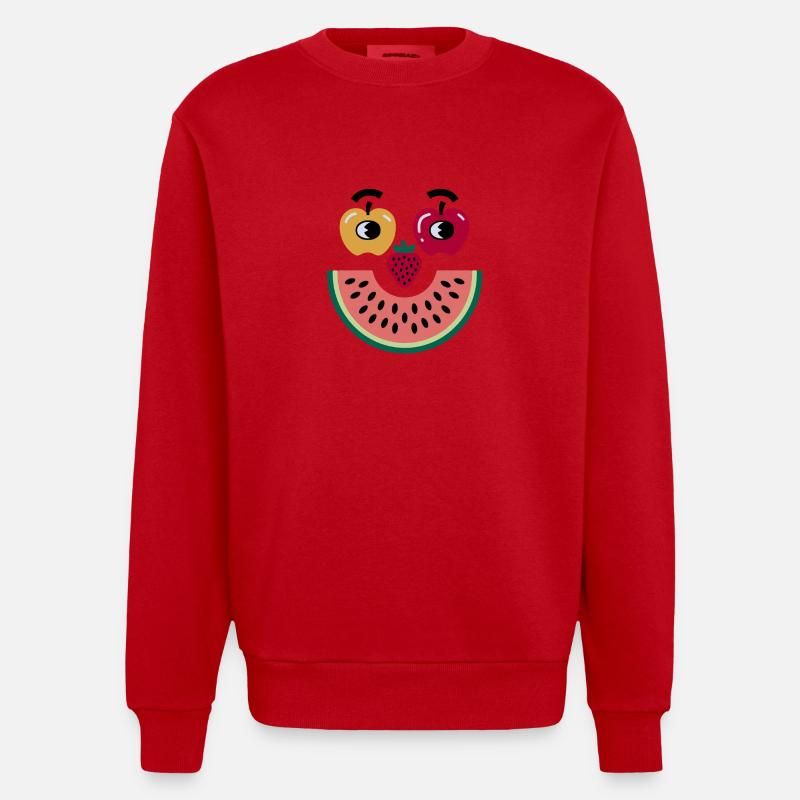 Visage de fruit - Sweat bio épais oversize fabriqué en UE - rouge