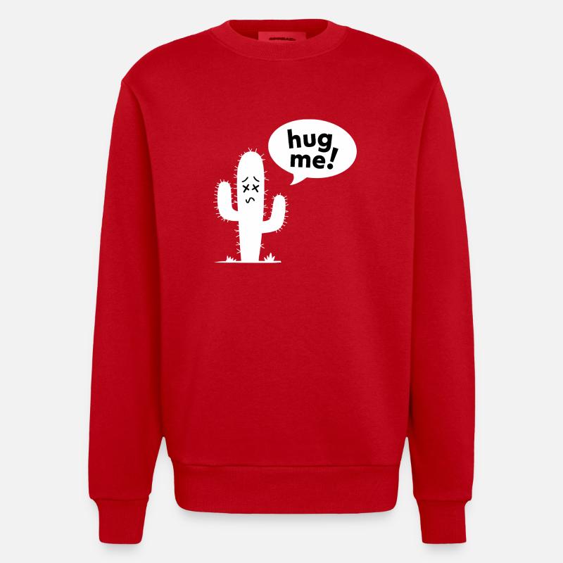 Umarme mich! - Lustiger Kaktus - Heavyweight Oversized Organic Crew Neck Made in EU - Rot