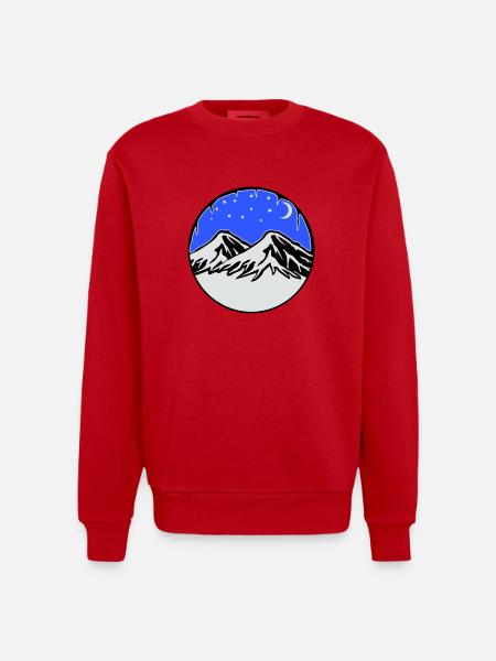 Starry sky mountains - Heavyweight Oversized Organic Crew Neck Made in EU - red